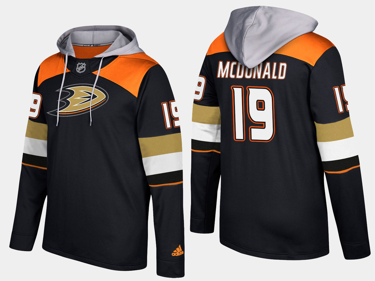 Men NHL Anaheim ducks retired 19 andy mcdonald black hoodie